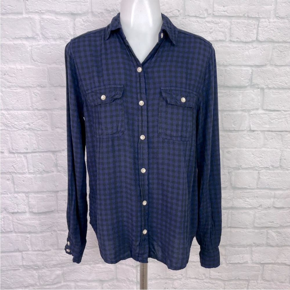 🌸3/$25 Universal Thread Super Soft Blue and Black Plaid Flannel Shirt, Size M